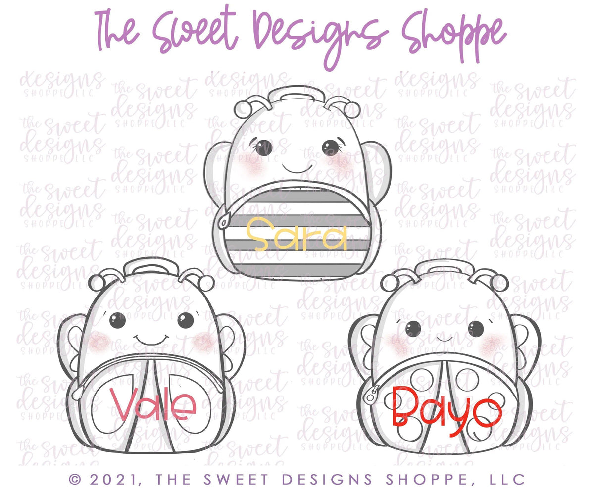 Cookie Cutters - Bug Backpack - Cookie Cutter - The Sweet Designs Shoppe - TSDS - - Accesories,Accessories,ALL,Animal,Animals,Animals and Insects,back to school,Clothing / Accessories,Cookie Cutter,Easter / Spring,Grad,graduations,Promocode,School,School / Graduation,School Bus,Spring,STL