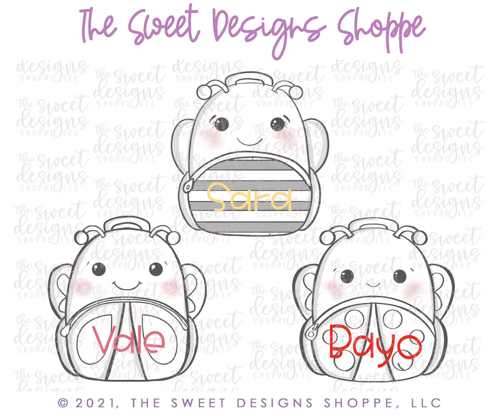 Cookie Cutters - Bug Backpack - Cookie Cutter - The Sweet Designs Shoppe - TSDS - - Accesories,Accessories,ALL,Animal,Animals,Animals and Insects,back to school,Clothing / Accessories,Cookie Cutter,Easter / Spring,Grad,graduations,Promocode,School,School / Graduation,School Bus,Spring