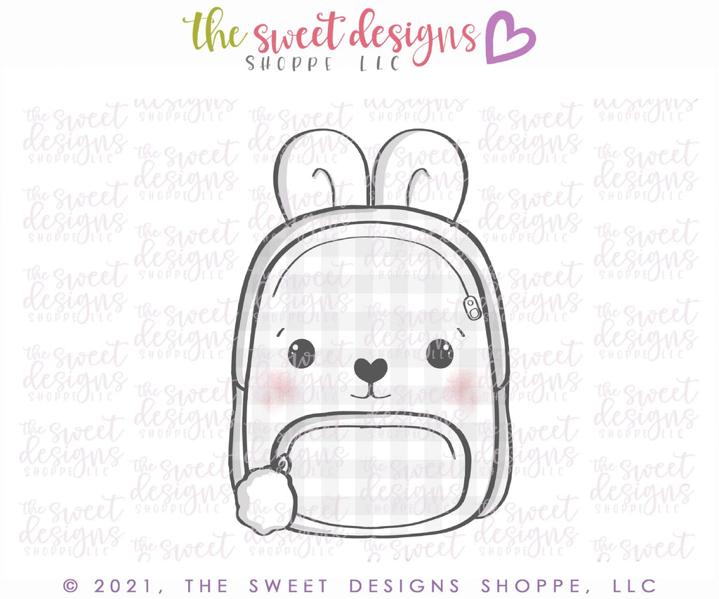 Cookie Cutters - Bunny Backpack - Cookie Cutter - The Sweet Designs Shoppe - TSDS - - Accesories,Accessories,ALL,Animal,Animals,Animals and Insects,back to school,Clothing / Accessories,Cookie Cutter,Easter / Spring,garden,gardening,Grad,graduations,Misc,Miscelaneous,Miscellaneous,other,Promocode,rain,School,School / Graduation,School Bus,Spring