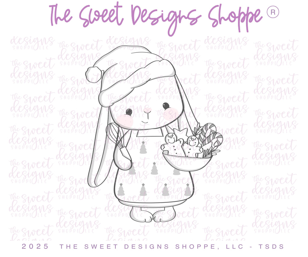 Cookie Cutters - Bunny Baking Christmas - Cookie Cutter - The Sweet Designs Shoppe - TSDS - - ALL,Animal,Animals,Animals and Insects,Christmas,Christmas / Winter,Cookie Cutter,new,Promocode,STL