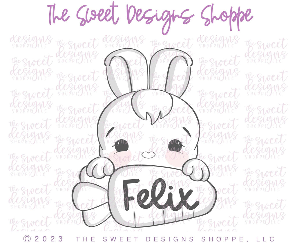 Cookie Cutters - Bunny Carrot Plaque LM - Cookie Cutter - The Sweet Designs Shoppe - TSDS - - ALL,Animal,animal plaque,Animals,Animals and Insects,Bunny,Cookie Cutter,Easter,Easter / Spring,Lady Milk Stache,Lady MilkStache,LadyMilkStache,Plaque,Plaques,Promocode