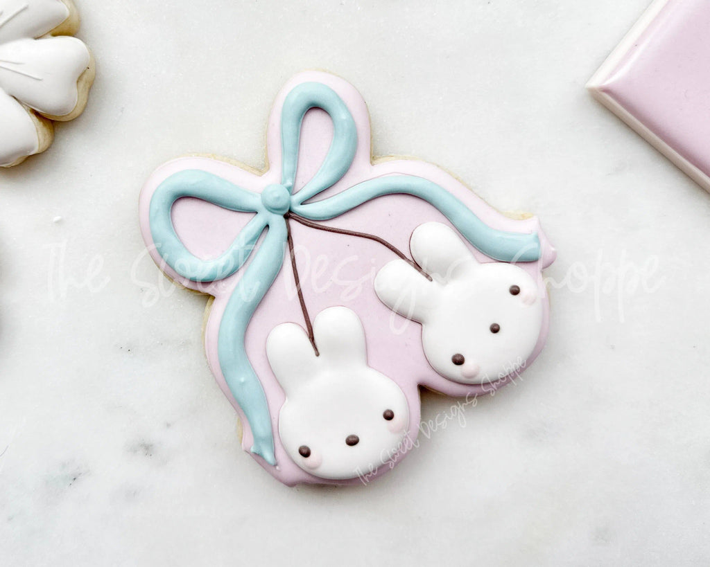 Cookie Cutters - Bunny Cherries - Cookie Cutter - The Sweet Designs Shoppe - - ALL, Cherry, Cookie Cutter, Easter, Easter / Spring, Food, Food and Beverage, Food beverages, fruit, fruits, Fruits and Vegetables, Promocode