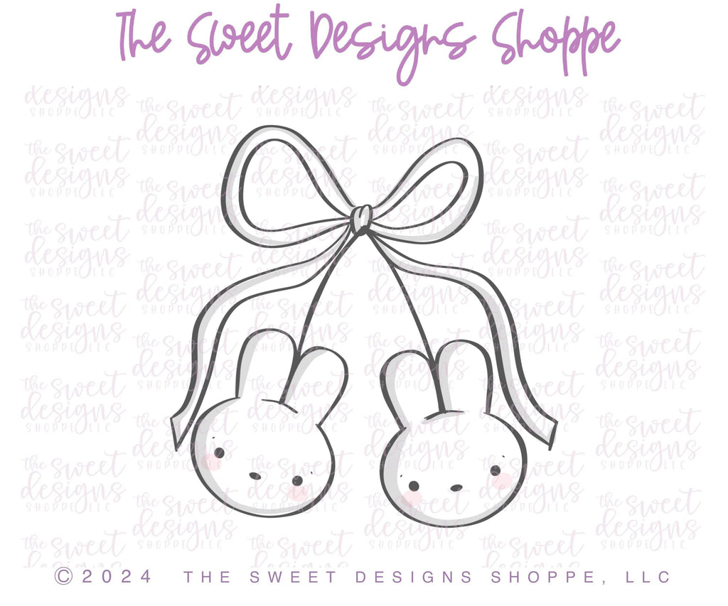 Cookie Cutters - Bunny Cherries - Cookie Cutter - The Sweet Designs Shoppe - - ALL, Cherry, Cookie Cutter, Easter, Easter / Spring, Food, Food and Beverage, Food beverages, fruit, fruits, Fruits and Vegetables, Promocode