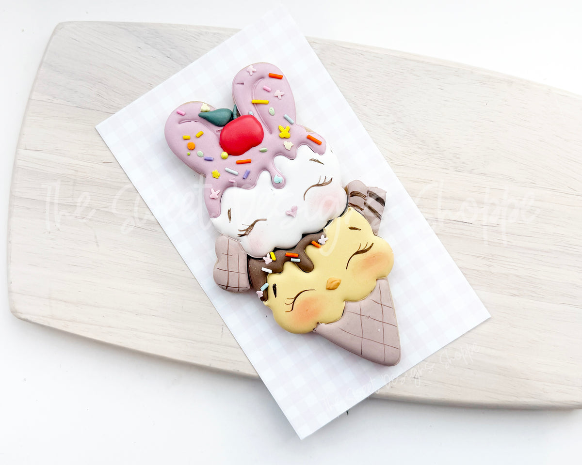 Cookie Cutters - Bunny Chick Ice Cream Set - Set of 2 - Cookie Cutters - The Sweet Designs Shoppe - TSDS - - ALL,Animal,Animals,Animals and Insects,Cookie Cutter,dessert,Easter,Easter / Spring,Ghost,Ice Cream,icecream,Lady Milk Stache,Lady MilkStache,LadyMilkStache,Promocode,regular sets,set,Sweet,Sweets