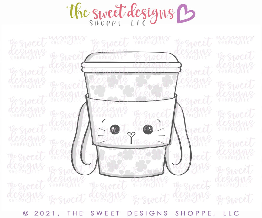 Cookie Cutters - Bunny Coffee - Cookie Cutter - The Sweet Designs Shoppe - TSDS - - ALL,Animal,Animals,Animals and Insects,Coffee,coffee paper cup,Cookie Cutter,Easter,Easter / Spring,Food,Food and Beverage,Food beverages,Promocode,STL