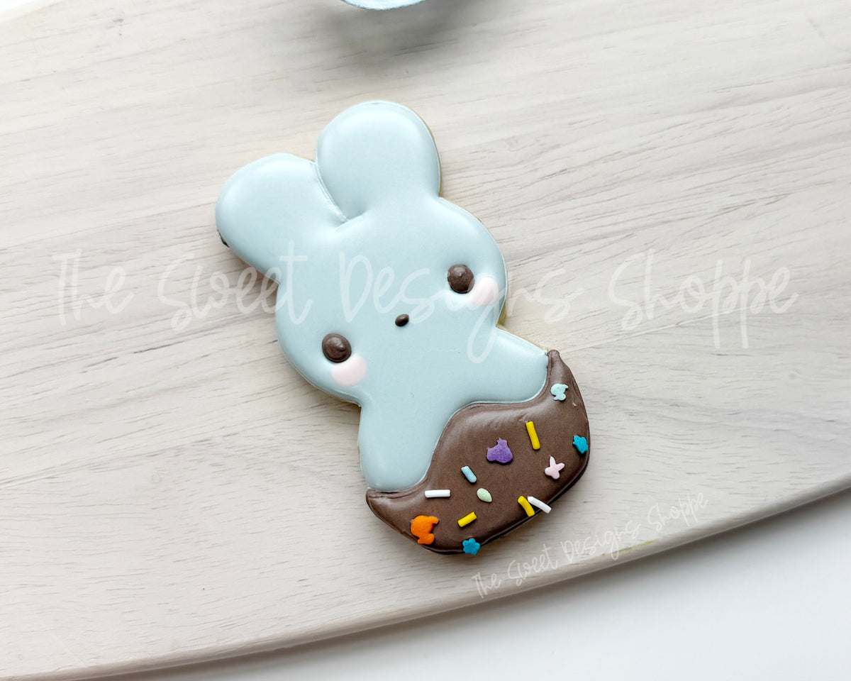 Cookie Cutters - Bunny Dipped in Chocolate - Cookie Cutter - The Sweet Designs Shoppe - TSDS - - ALL,Animal,Animals,Animals and Insects,Bunny,bunnypeep,Cookie Cutter,Easter,Easter / Spring,Lady Milk Stache,Lady MilkStache,LadyMilkStache,marshamallow,Promocode,STL