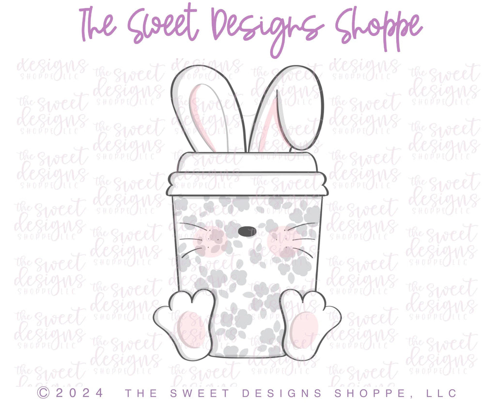 Cookie Cutters - Bunny Ears and Paws Coffee - Cookie Cutter - Sweet Designs Shoppe - - ALL, Animal, Animals, Animals and Insects, Coffee, coffee paper cup, Cookie Cutter, Easter, Easter / Spring, Food, Food and Beverage, Food beverages, Promocode