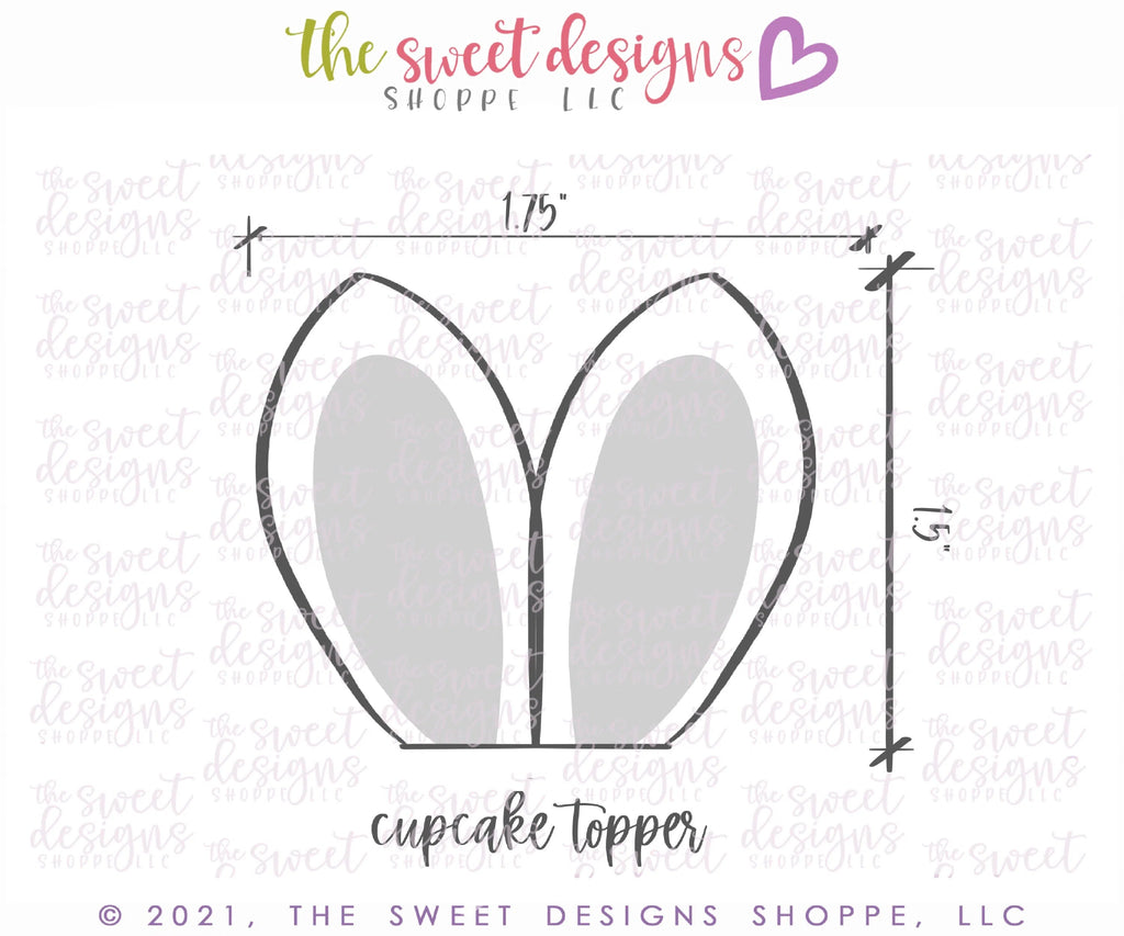 Cookie Cutters - Bunny Ears Topper for Cup Cake - Cookie Cutter - Sweet Designs Shoppe - Tiny (1-1/2" Tall x 1-3/4" Wide) - ALL, Animal, Bunny, cake, Cookie Cutter, ear, Easter, Easter / Spring, Promocode, Topper