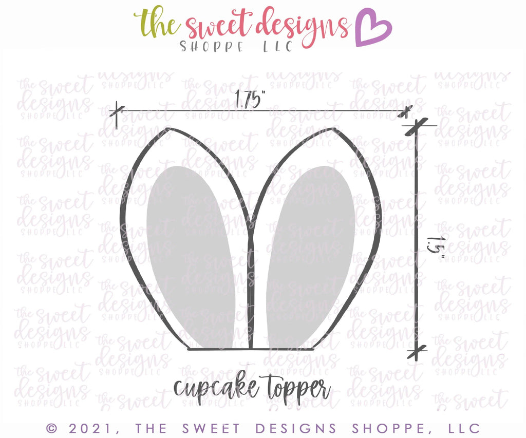 Cookie Cutters - Bunny Ears Topper for Cup Cake - Cookie Cutter - The Sweet Designs Shoppe - Tiny (1-1/2" Tall x 1-3/4" Wide) - ALL, Animal, Bunny, cake, Cookie Cutter, ear, Easter, Easter / Spring, Promocode, Topper