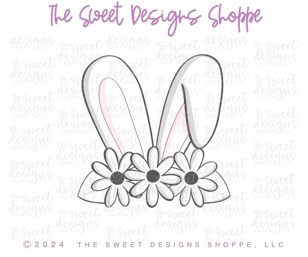 Cookie Cutters - Bunny Ears with Daisies- Cookie Cutter - The Sweet Designs Shoppe - - ALL, Animal, Bunny, Cookie Cutter, Easter, Easter / Spring, floral, Promocode