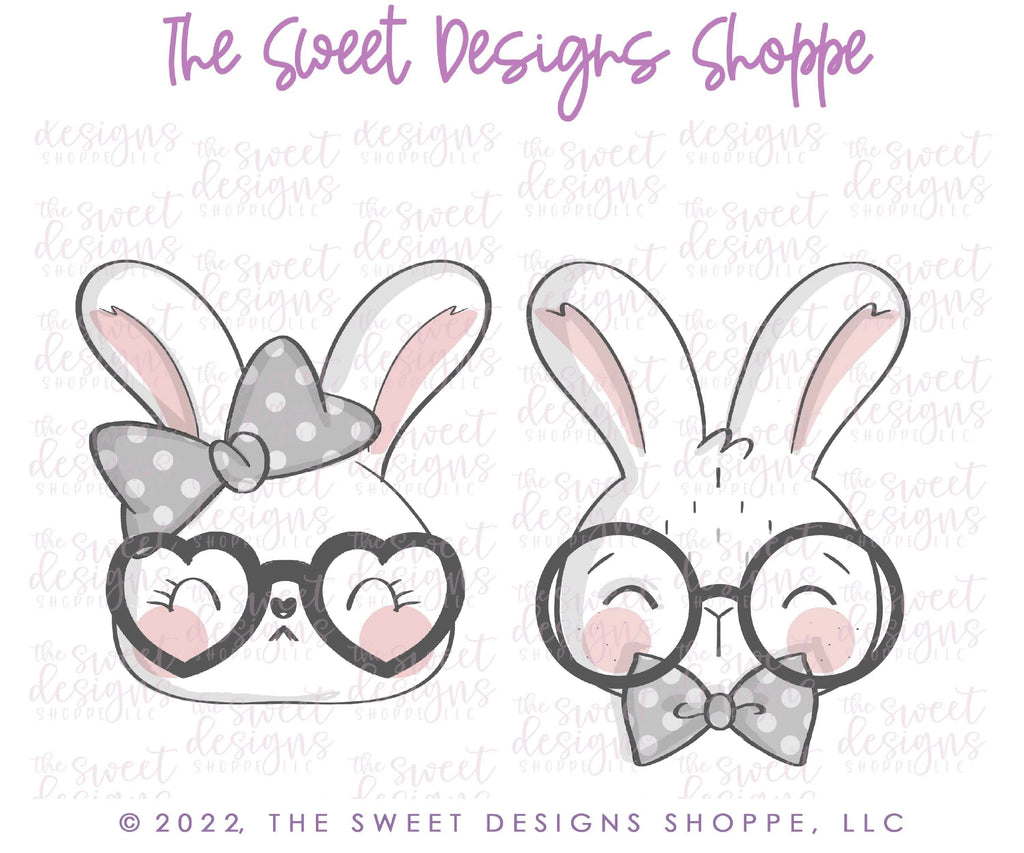 Cookie Cutters - Bunny Face Couple Set - 2 Piece Set - Cookie Cutters - The Sweet Designs Shoppe - - ALL, Animal, Animals, Animals and Insects, bunny, Cookie Cutter, easter, Mini Set, Mini Sets, Promocode, regular sets, set, sets