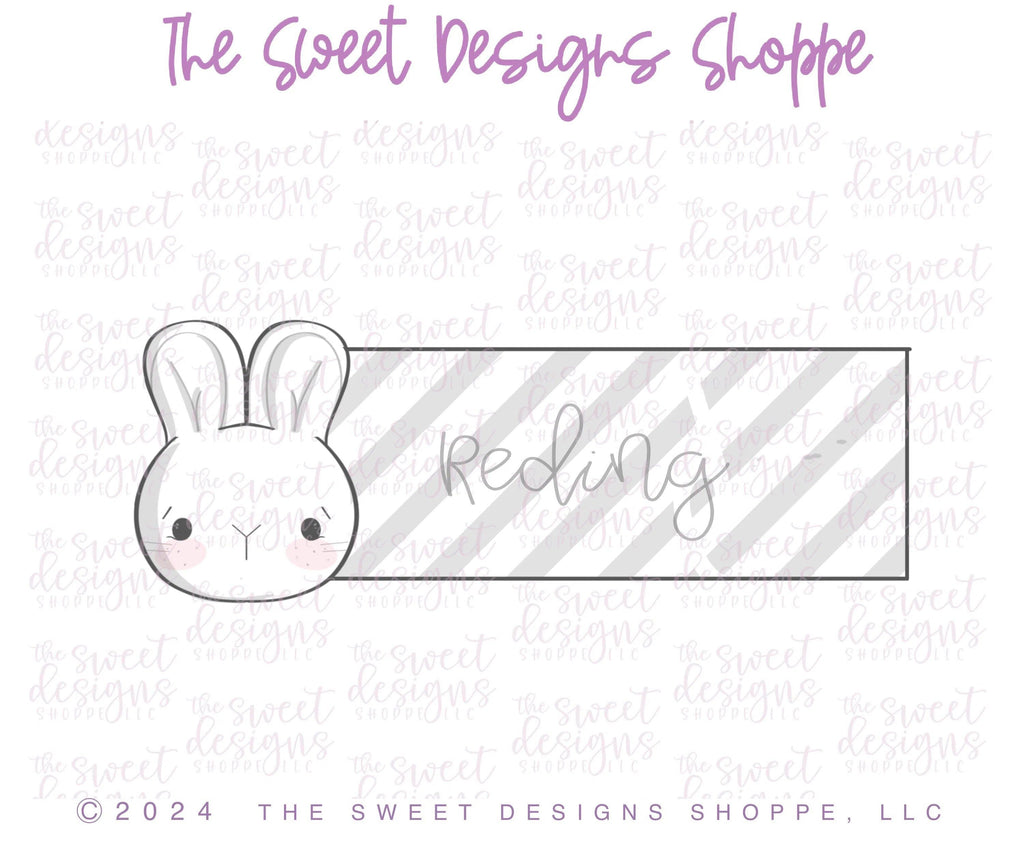 Cookie Cutters - Bunny Face Tag - Cookie Cutter - The Sweet Designs Shoppe - One Size (2" Tall x 5-1/2" Wide) - ALL, Animal, Animals, Cookie Cutter, Easter, Easter / Spring, Nature, Plaque, Plaques, PLAQUES HANDLETTERING, Promocode