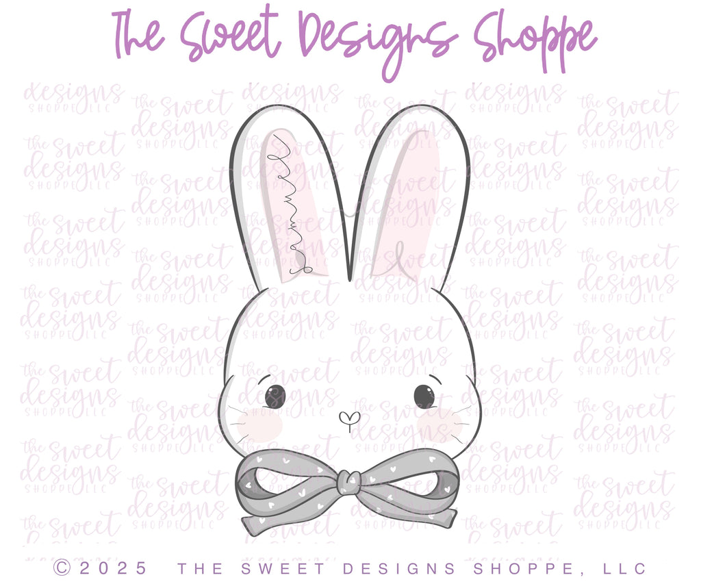 Cookie Cutters - Bunny Face with Bow - Cookie Cutter - The Sweet Designs Shoppe - TSDS - - ALL,Animal,Animals,Animals and Insects,Bunny,Bunny easter,bunny face,bunny with bow,Cookie Cutter,Easter,Easter / Spring,pet,pets,Promocode,STL