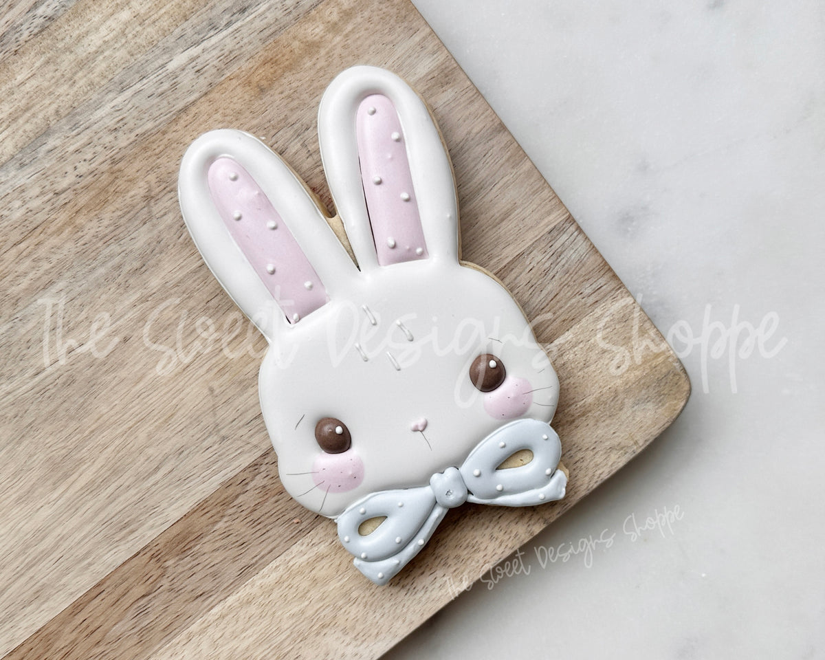 Cookie Cutters - Bunny Face with Bow - Cookie Cutter - The Sweet Designs Shoppe - TSDS - - ALL,Animal,Animals,Animals and Insects,Bunny,Bunny easter,bunny face,bunny with bow,Cookie Cutter,Easter,Easter / Spring,pet,pets,Promocode,STL