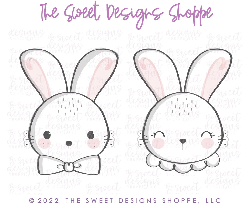 Cookie Cutters - Bunny Face with Bow Tie and Scalloped Neck Set - Set of 2 - Cookie Cutters - Sweet Designs Shoppe - - ALL, bunny, Cookie Cutter, Easter, Easter / Spring, Mini Sets, Promocode, regular sets, set