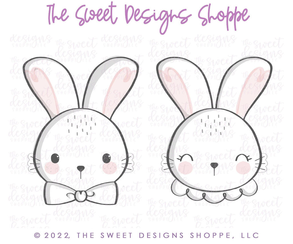 Cookie Cutters - Bunny Face with Bow Tie and Scalloped Neck Set - Set of 2 - Cookie Cutters - The Sweet Designs Shoppe - TSDS - - ALL,bunny,Cookie Cutter,Easter,Easter / Spring,Mini Sets,Promocode,regular sets,set