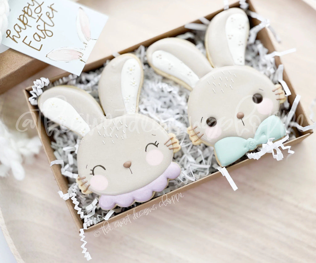 Cookie Cutters - Bunny Face with Bow Tie and Scalloped Neck Set - Set of 2 - Cookie Cutters - The Sweet Designs Shoppe - TSDS - - ALL,bunny,Cookie Cutter,Easter,Easter / Spring,Mini Sets,Promocode,regular sets,set