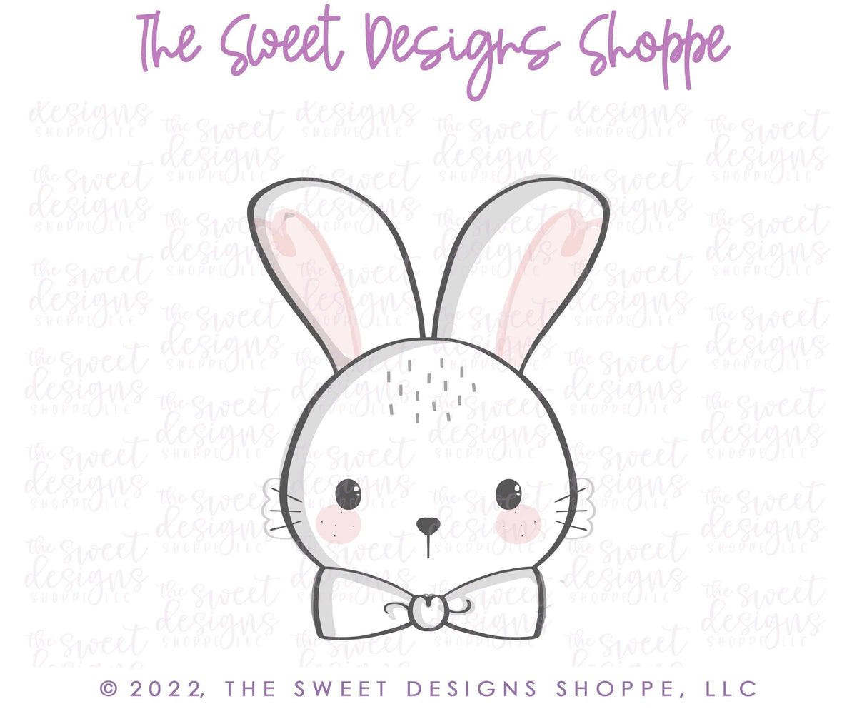 Cookie Cutters - Bunny Face with Bow Tie - Cookie Cutter - The Sweet Designs Shoppe - TSDS - - ALL,Animal,Animals,Animals and Insects,Cookie Cutter,Easter,Easter / Spring,Promocode,STL