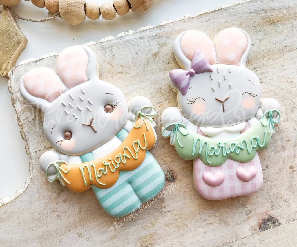 Cookie Cutters - Bunny & Girly Bunny with Bunting - Set of 2 - Cookie Cutters - The Sweet Designs Shoppe - TSDS - - ALL,bunny,Cookie Cutter,Easter,Easter / Spring,Mini Sets,Promocode,regular sets,set