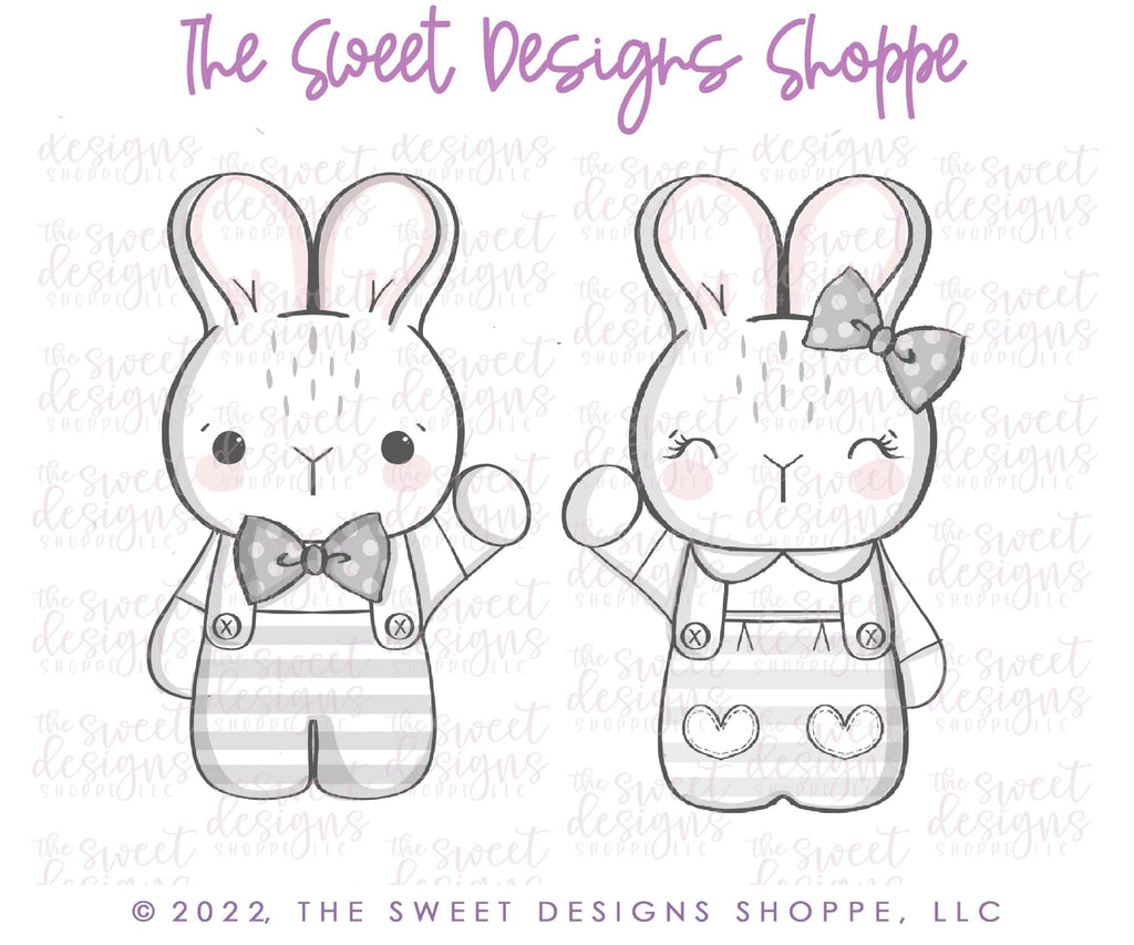 Cookie Cutters - Bunny & Girly Bunny with Hand Up - Set of 2 - Cookie Cutters - The Sweet Designs Shoppe - TSDS - - ALL,bunny,Cookie Cutter,Easter,Easter / Spring,Mini Sets,Promocode,regular sets,set
