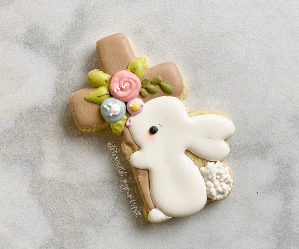 Cookie Cutters - Bunny Holding Cross - Cookie Cutter - The Sweet Designs Shoppe - TSDS - - ALL,Animal,Animals,Animals and Insects,Christening,Cookie Cutter,easter,Easter / Spring,Promocode