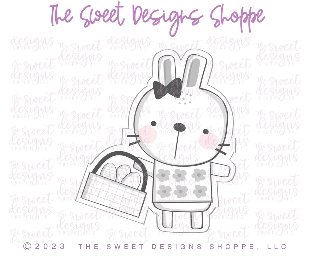Cookie Cutters - Bunny Holding Eggs Basket - Cookie Cutter - The Sweet Designs Shoppe - TSDS - - ALL,Animal,Animals,Animals and Insects,Cookie Cutter,easter,Easter / Spring,Promocode