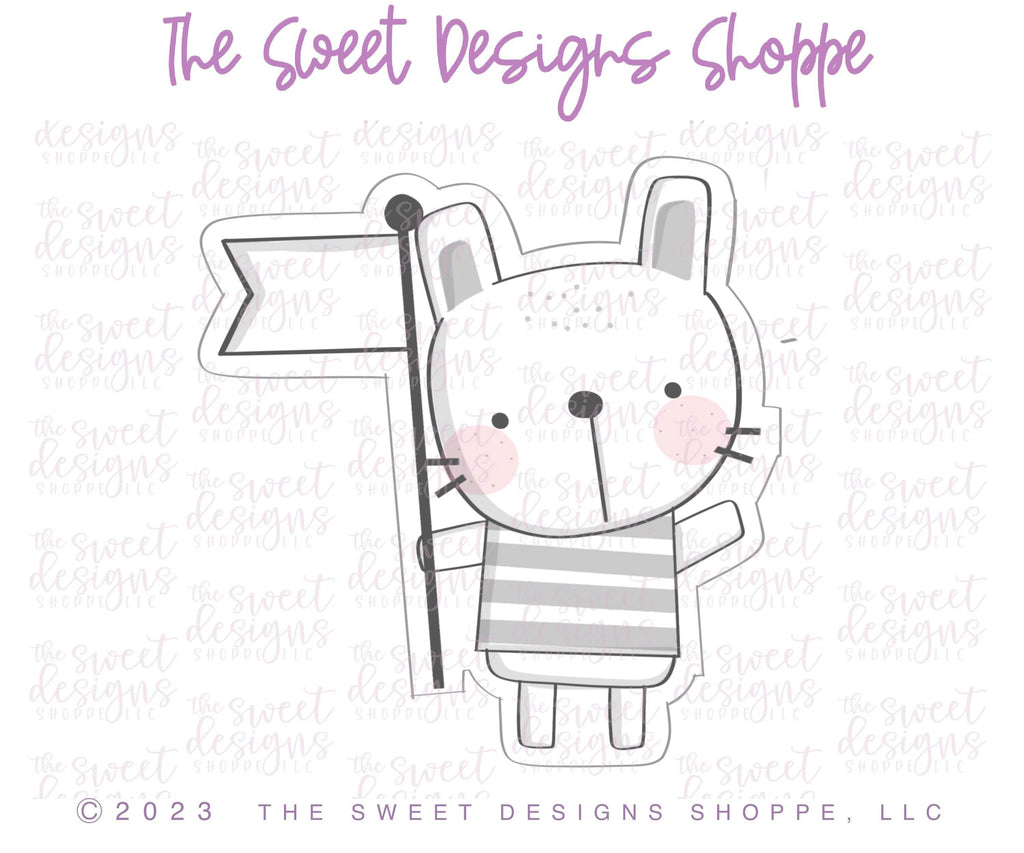 Cookie Cutters - Bunny Holding Flag - Cookie Cutter - The Sweet Designs Shoppe - TSDS - - ALL,Animal,Animals,Animals and Insects,Cookie Cutter,easter,Easter / Spring,Promocode