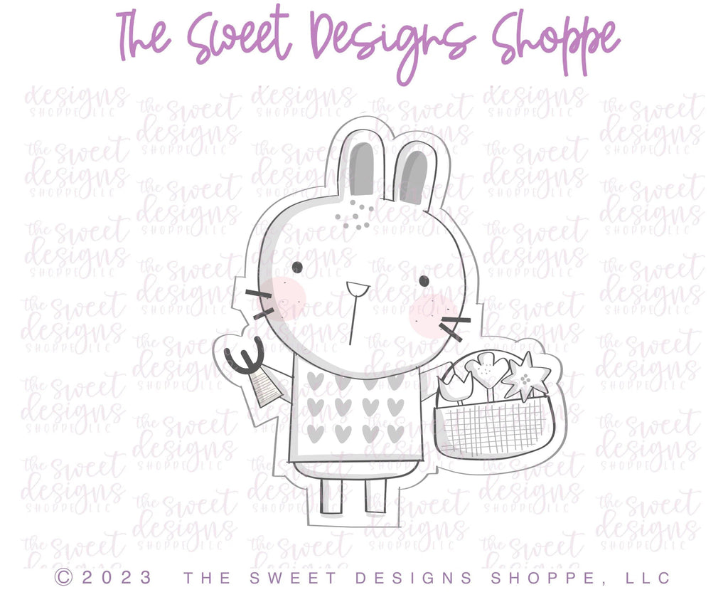 Cookie Cutters - Bunny Holding Flower Basket - Cookie Cutter - The Sweet Designs Shoppe - TSDS - - ALL,Animal,Animals,Animals and Insects,Cookie Cutter,easter,Easter / Spring,Promocode