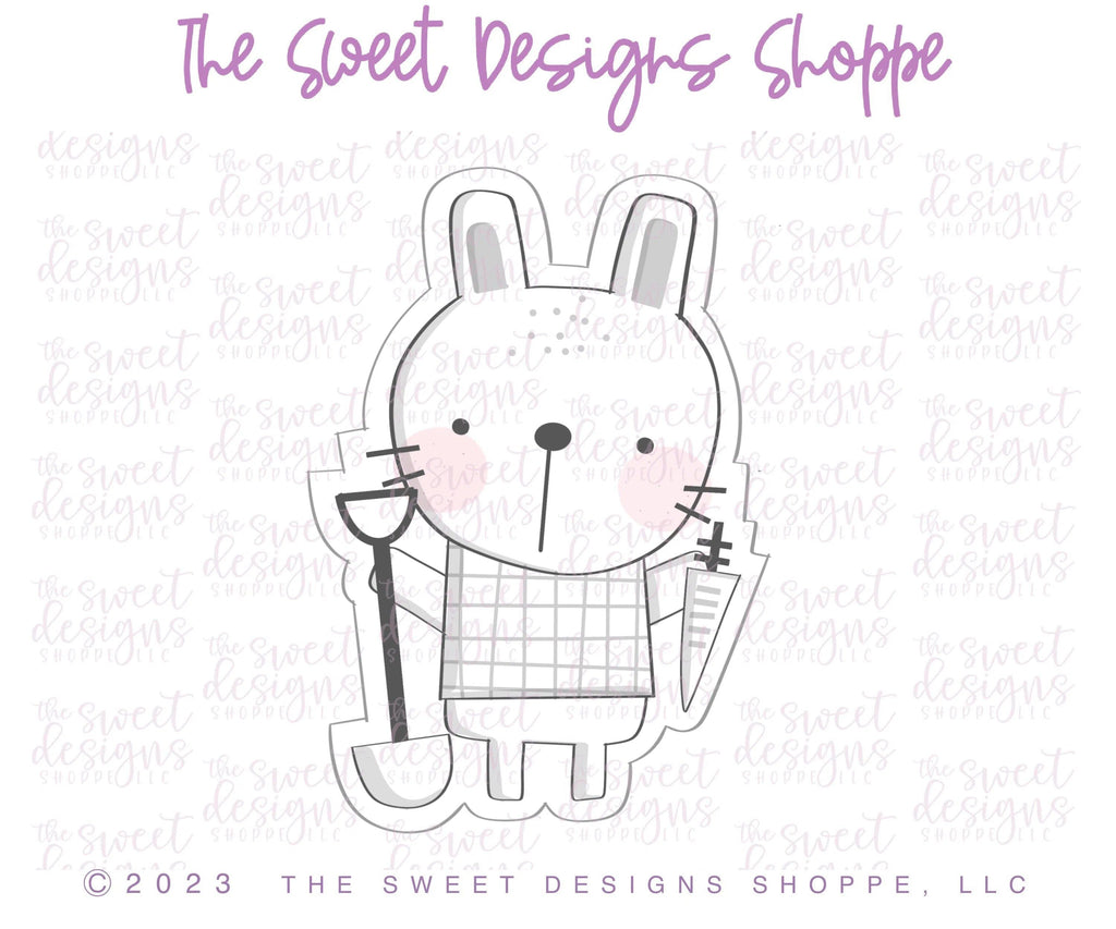 Cookie Cutters - Bunny Holding Shovel - Cookie Cutter - The Sweet Designs Shoppe - - ALL, Animal, Animals, Animals and Insects, Cookie Cutter, easter, Easter / Spring, Promocode