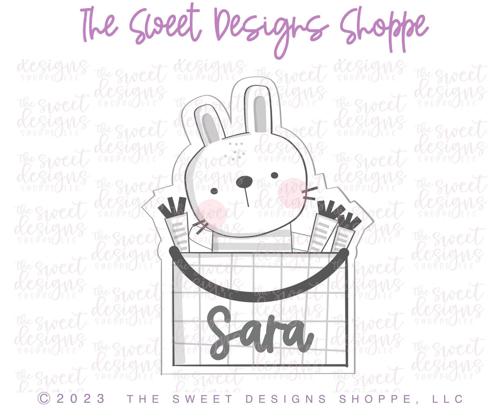 Cookie Cutters - Bunny in Carrot Basket - Cookie Cutter - Sweet Designs Shoppe - - ALL, Animal, Animals, Animals and Insects, Cookie Cutter, easter, Easter / Spring, Plaque, Plaques, PLAQUES HANDLETTERING, Promocode