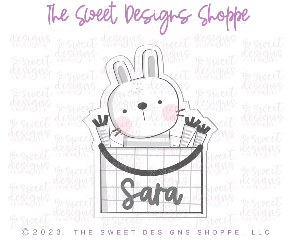Cookie Cutters - Bunny in Carrot Basket - Cookie Cutter - Sweet Designs Shoppe - - ALL, Animal, Animals, Animals and Insects, Cookie Cutter, easter, Easter / Spring, Plaque, Plaques, PLAQUES HANDLETTERING, Promocode