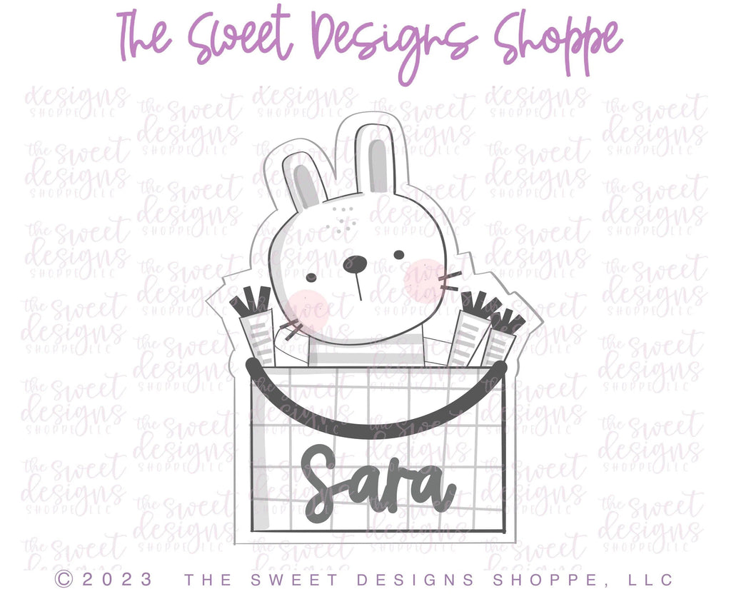 Cookie Cutters - Bunny in Carrot Basket - Cookie Cutter - The Sweet Designs Shoppe - - ALL, Animal, Animals, Animals and Insects, Cookie Cutter, easter, Easter / Spring, Plaque, Plaques, PLAQUES HANDLETTERING, Promocode