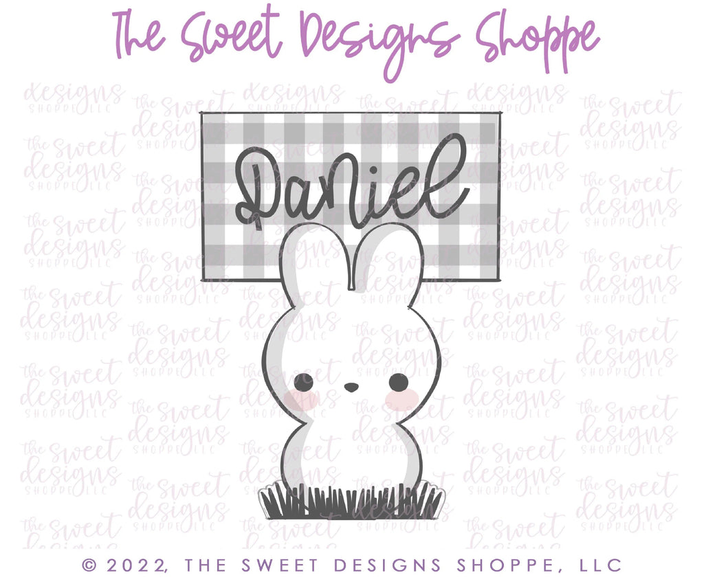 Cookie Cutters - Bunny Marshmallow Place Card - Cookie Cutter - Sweet Designs Shoppe - - ALL, Animal, Animals, Animals and Insects, Cookie Cutter, easter, Easter / Spring, peep, peeps, Plaque, Plaques, PLAQUES HANDLETTERING, Promocode