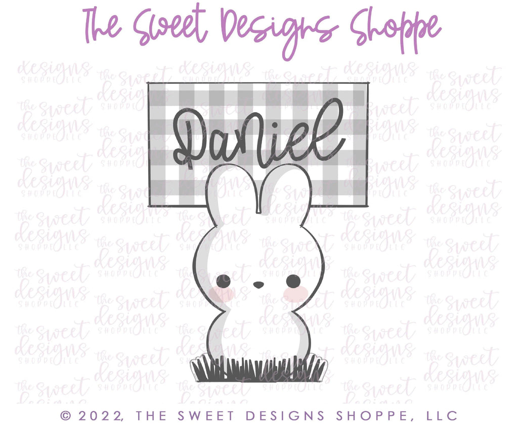 Cookie Cutters - Bunny Marshmallow Place Card - Cookie Cutter - The Sweet Designs Shoppe - - ALL, Animal, Animals, Animals and Insects, Cookie Cutter, easter, Easter / Spring, peep, peeps, Plaque, Plaques, PLAQUES HANDLETTERING, Promocode