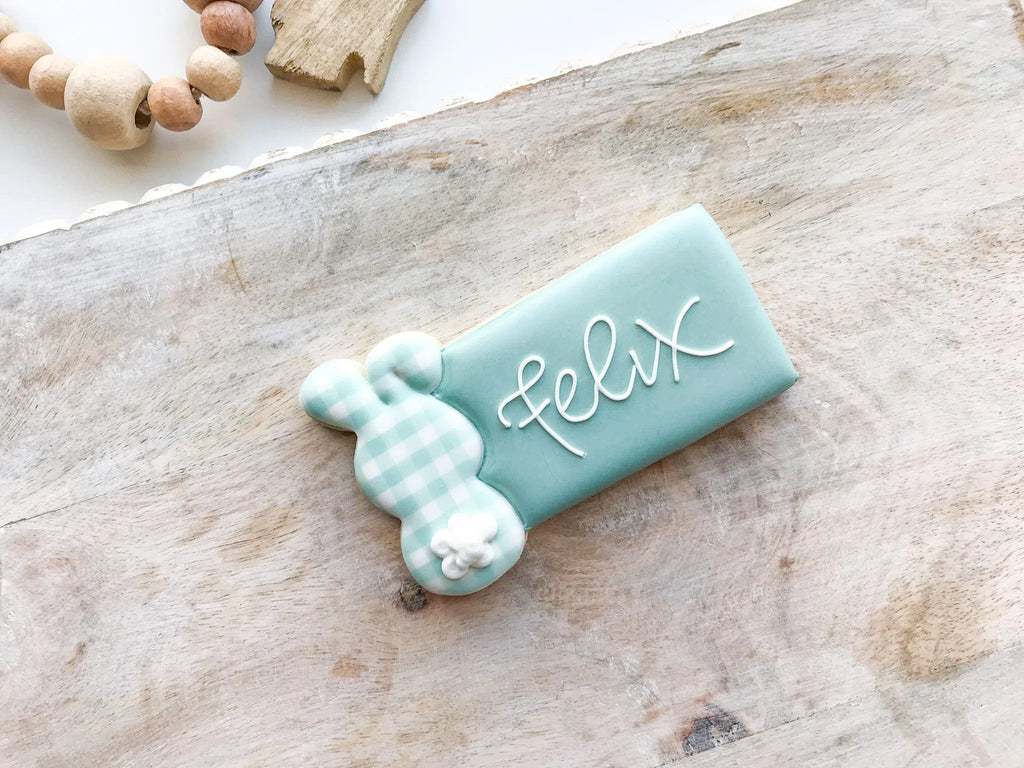Cookie Cutters - Bunny Name Tag - Cookie Cutter - Sweet Designs Shoppe - - ALL, Animal, Animals, Animals and Insects, Bunny, Cookie Cutter, easter, Easter / Spring, Plaque, Plaques, PLAQUES HANDLETTERING, Promocode