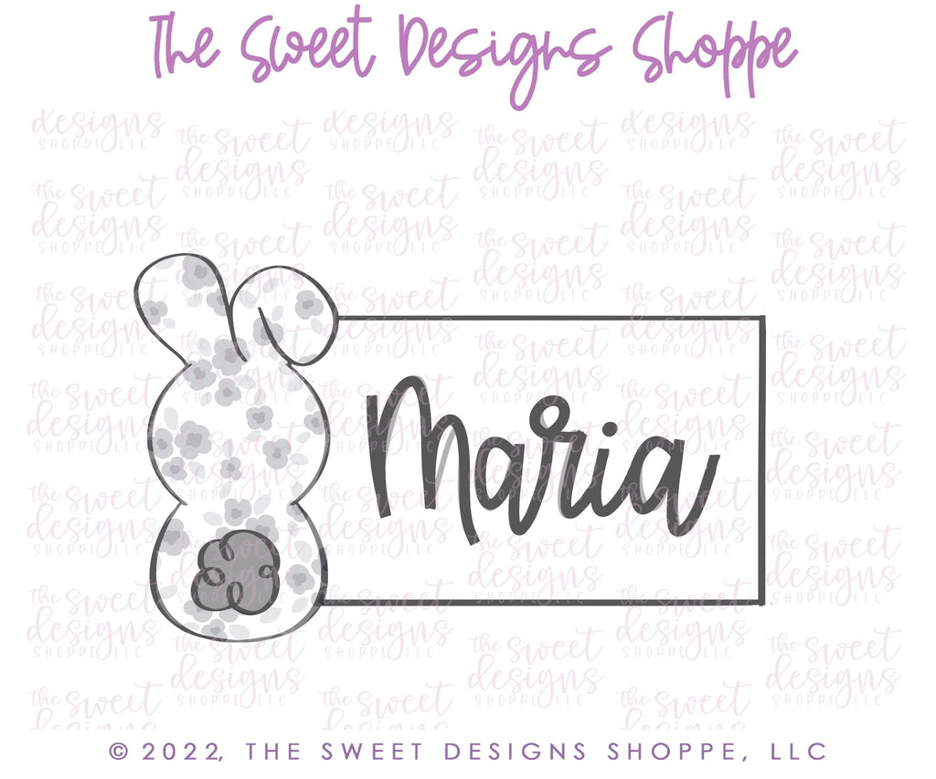 Cookie Cutters - Bunny Name Tag - Cookie Cutter - Sweet Designs Shoppe - - ALL, Animal, Animals, Animals and Insects, Bunny, Cookie Cutter, easter, Easter / Spring, Plaque, Plaques, PLAQUES HANDLETTERING, Promocode