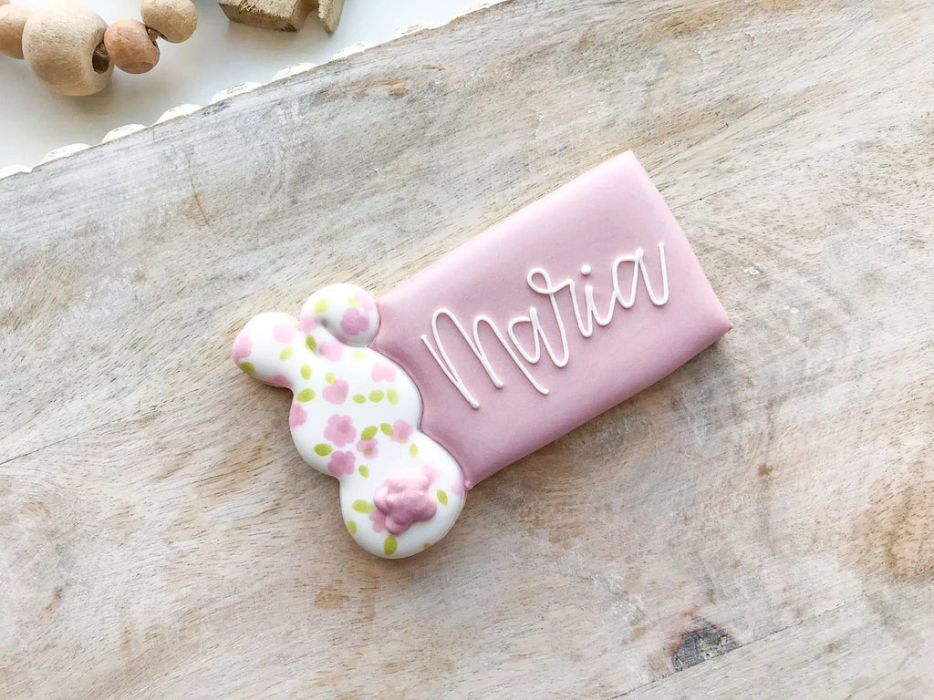 Cookie Cutters - Bunny Name Tag - Cookie Cutter - The Sweet Designs Shoppe - - ALL, Animal, Animals, Animals and Insects, Bunny, Cookie Cutter, easter, Easter / Spring, Plaque, Plaques, PLAQUES HANDLETTERING, Promocode