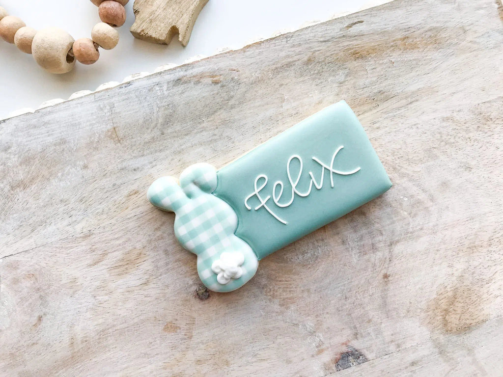 Cookie Cutters - Bunny Name Tag - Cookie Cutter - The Sweet Designs Shoppe - - ALL, Animal, Animals, Animals and Insects, Bunny, Cookie Cutter, easter, Easter / Spring, Plaque, Plaques, PLAQUES HANDLETTERING, Promocode