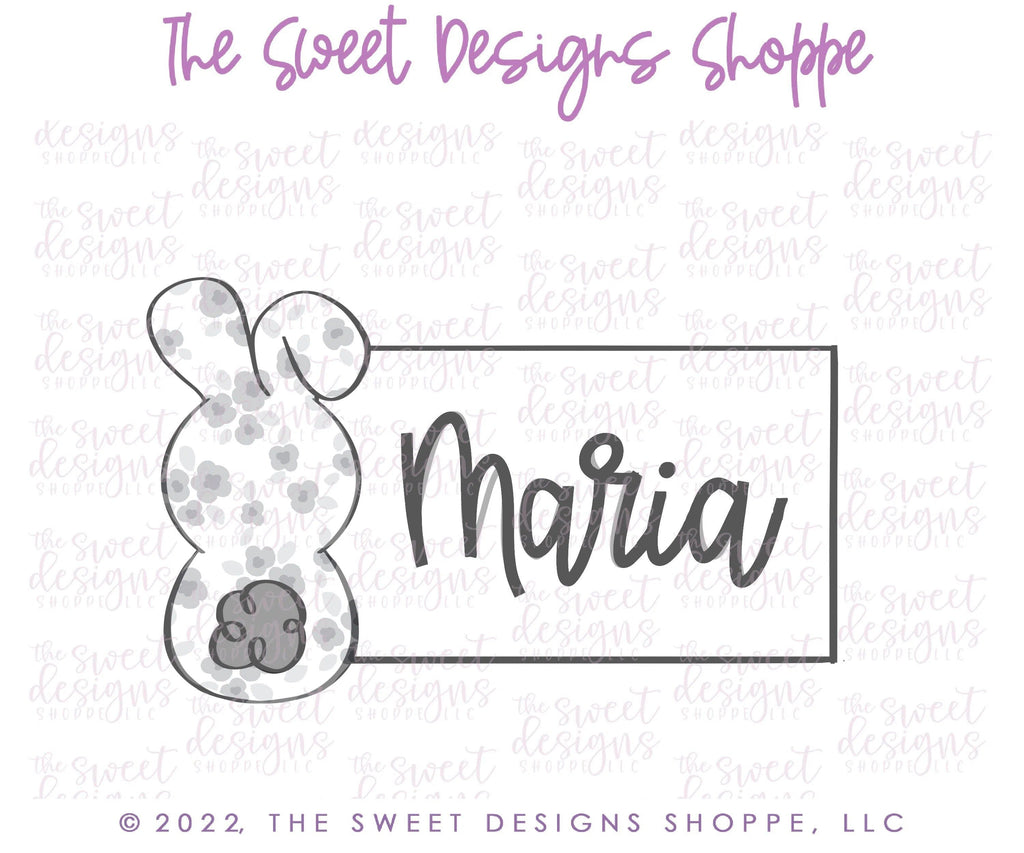 Cookie Cutters - Bunny Name Tag - Cookie Cutter - The Sweet Designs Shoppe - - ALL, Animal, Animals, Animals and Insects, Bunny, Cookie Cutter, easter, Easter / Spring, Plaque, Plaques, PLAQUES HANDLETTERING, Promocode