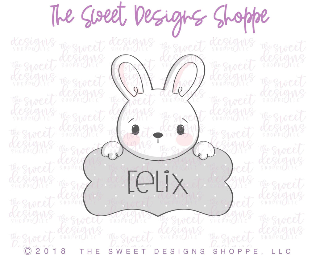 Cookie Cutters - Bunny Plaque 2018 - Cookie Cutter - The Sweet Designs Shoppe - - ALL, Animals, Cookie Cutter, Easter / Spring, Personalized, Plaque, Promocode