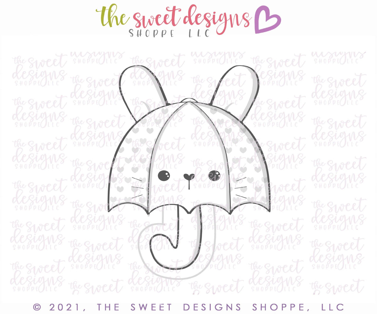 Cookie Cutters - Bunny Umbrella - Cookie Cutter - The Sweet Designs Shoppe - TSDS - - Accesories,Accessories,ALL,Animal,Animals,Animals and Insects,Clothing / Accessories,Cookie Cutter,Easter / Spring,garden,gardening,Misc,Miscelaneous,Miscellaneous,other,Promocode,rain,Spring,STL