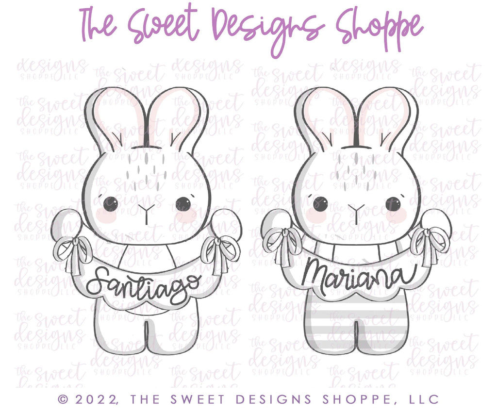 Cookie Cutters - Bunny with Bunting - Cookie Cutter - Sweet Designs Shoppe - - ALL, Animal, Animals, Animals and Insects, Cookie Cutter, easter, Easter / Spring, Promocode