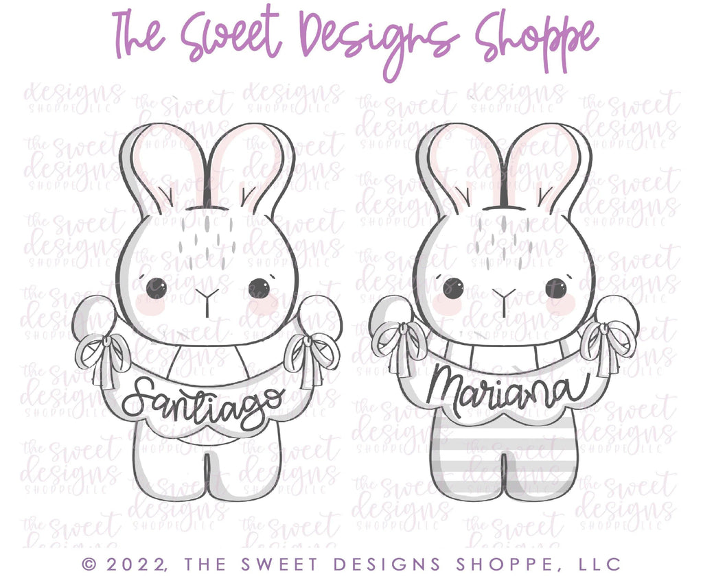 Cookie Cutters - Bunny with Bunting - Cookie Cutter - The Sweet Designs Shoppe - TSDS - - ALL,Animal,Animals,Animals and Insects,Cookie Cutter,easter,Easter / Spring,Promocode
