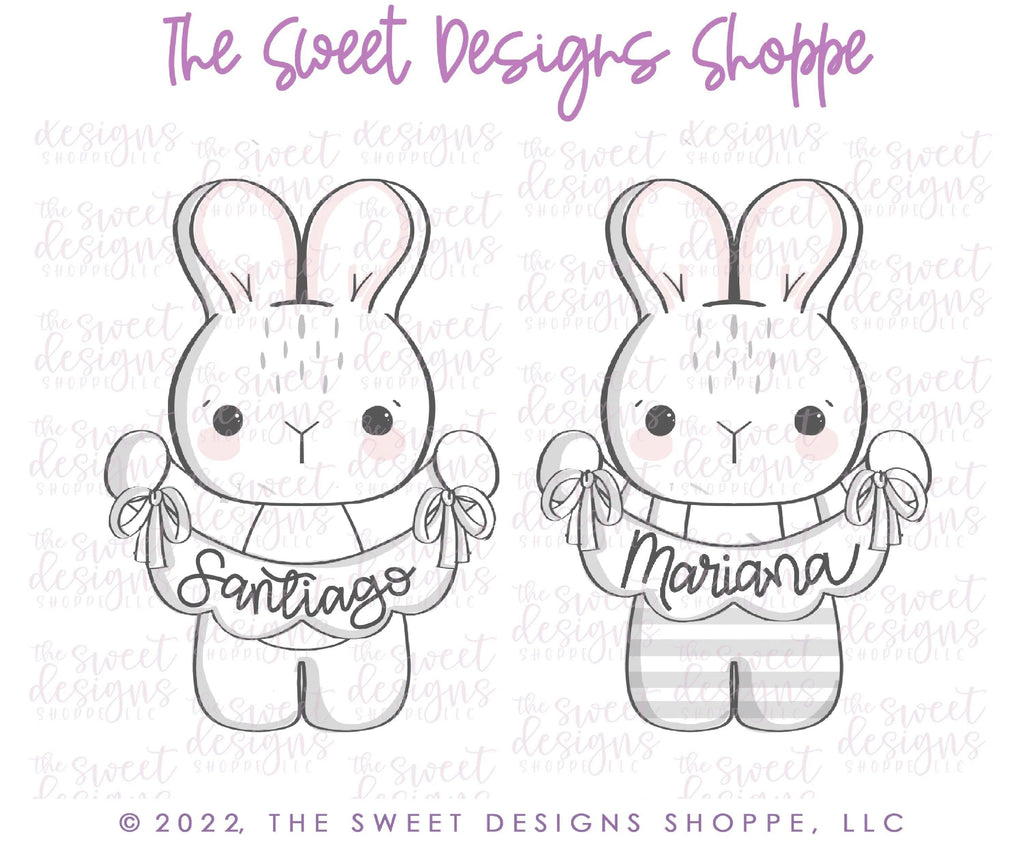 Cookie Cutters - Bunny with Bunting - Cookie Cutter - The Sweet Designs Shoppe - - ALL, Animal, Animals, Animals and Insects, Cookie Cutter, easter, Easter / Spring, Promocode