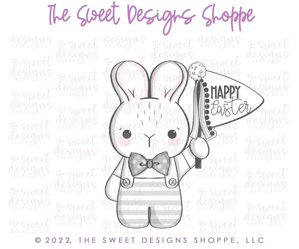 Cookie Cutters - Bunny with Flag - Cookie Cutter - The Sweet Designs Shoppe - - ALL, Animal, Animals, Animals and Insects, Cookie Cutter, easter, Easter / Spring, Promocode