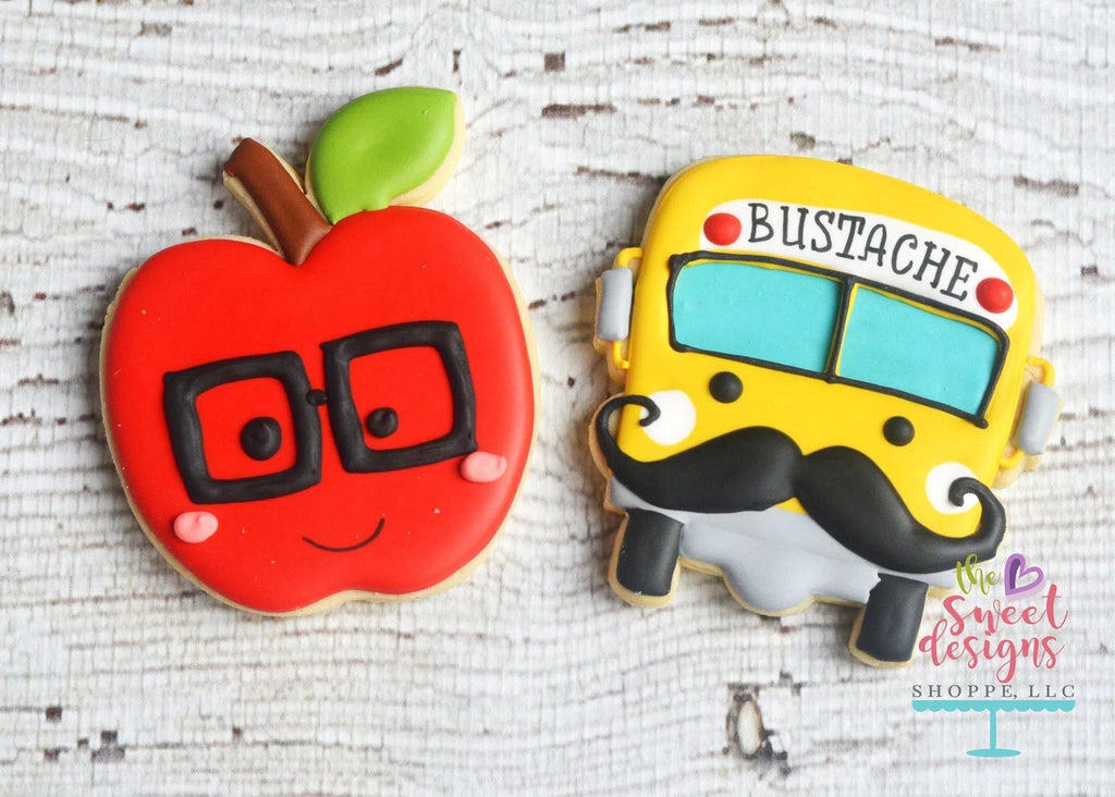 Cookie Cutters - Bustache v2- Cookie Cutter - The Sweet Designs Shoppe - - ALL, bus, bustache, Cookie Cutter, Grad, graduations, Promocode, School, School / Graduation, School Bus, transportation