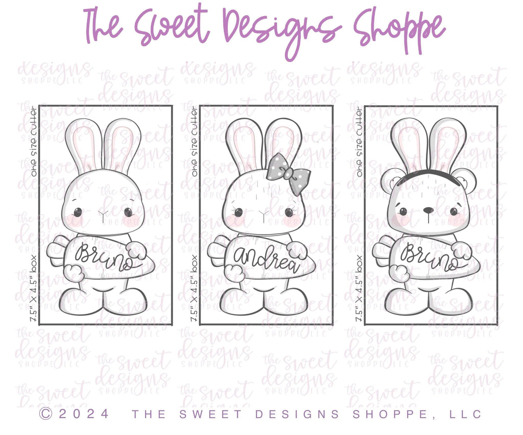 Cookie Cutters - BYO Bunny-Girl Bunny-Bear with Bunny Ears with Carrot Body - Set of 4 - Cookie Cutters - The Sweet Designs Shoppe - TSDS - - ALL,Animal,Animals,Animals and Insects,bunny,Cookie Cutter,Easter,Easter / Spring,Mini Sets,Promocode,regular sets,set,STL