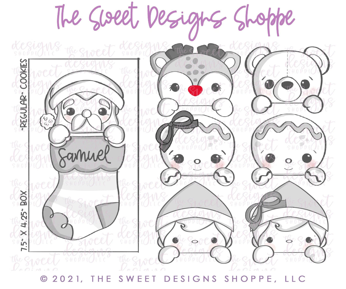 Cookie Cutters - BYO Christmas Characters Two Piece Set - Set of 11 - Cookie Cutter - The Sweet Designs Shoppe - TSDS - - ALL,Bear,Bear Two Piece Stocking Set,Bottom Coffee Paper Cup Cutter,Bottom Gift Cutter,Bottom Mug Cutter,Christmas,Christmas / Winter,Christmas Cookies,Coffeepapercup020,Cookie Cutter,Elf Boy & Elf Girl Two Piece Stocking Set,Gift016,Ginger bread,Gingerboy,Gingerboy Two Piece Stocking Set,Gingerbread,Gingergirl,Gingergirl Two Piece Stocking Set,mug,Mug023,mugs,Promocode,regular sets,Rud
