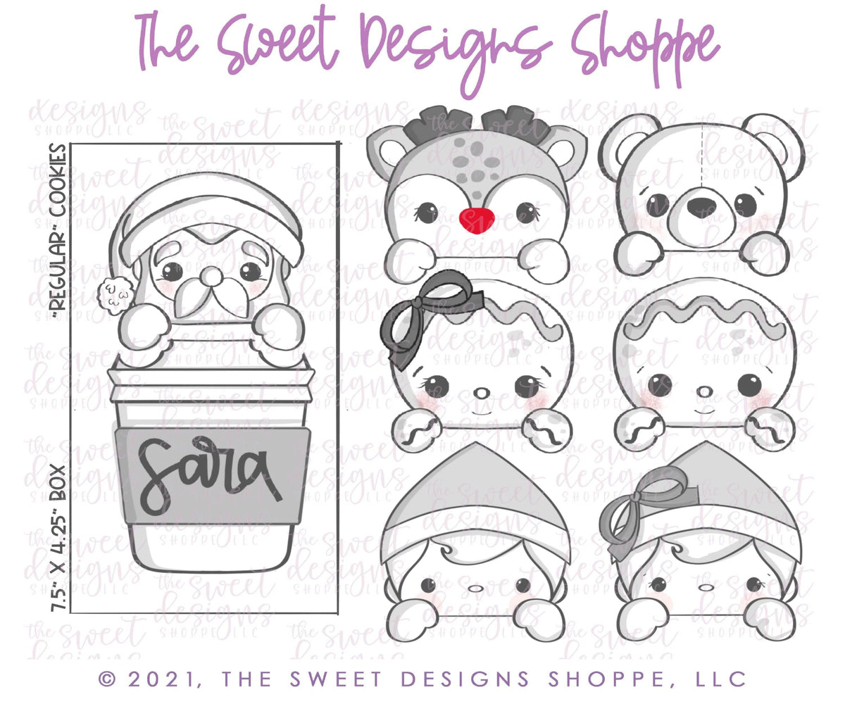 Cookie Cutters - BYO Christmas Characters Two Piece Set - Set of 11 - Cookie Cutter - The Sweet Designs Shoppe - TSDS - - ALL,Bear,Bear Two Piece Stocking Set,Bottom Coffee Paper Cup Cutter,Bottom Gift Cutter,Bottom Mug Cutter,Christmas,Christmas / Winter,Christmas Cookies,Coffeepapercup020,Cookie Cutter,Elf Boy & Elf Girl Two Piece Stocking Set,Gift016,Ginger bread,Gingerboy,Gingerboy Two Piece Stocking Set,Gingerbread,Gingergirl,Gingergirl Two Piece Stocking Set,mug,Mug023,mugs,Promocode,regular sets,Rud
