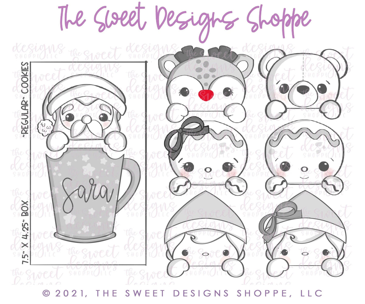 Cookie Cutters - BYO Christmas Characters Two Piece Set - Set of 11 - Cookie Cutter - The Sweet Designs Shoppe - TSDS - - ALL,Bear,Bear Two Piece Stocking Set,Bottom Coffee Paper Cup Cutter,Bottom Gift Cutter,Bottom Mug Cutter,Christmas,Christmas / Winter,Christmas Cookies,Coffeepapercup020,Cookie Cutter,Elf Boy & Elf Girl Two Piece Stocking Set,Gift016,Ginger bread,Gingerboy,Gingerboy Two Piece Stocking Set,Gingerbread,Gingergirl,Gingergirl Two Piece Stocking Set,mug,Mug023,mugs,Promocode,regular sets,Rud